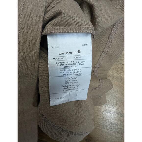 Carhartt T-Shirt Mens Large Tan Loose Fit Heavyweight Short Sleeve Pocket Logo - Picture 3 of 4
